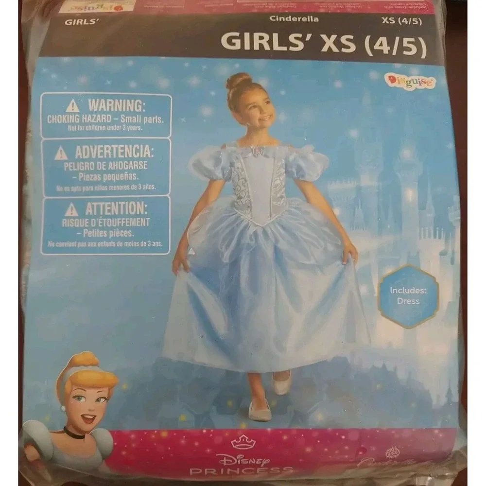 Disney Princess Cinderella Deluxe Child Costume By Disguise  Size XS 4/5 NEW